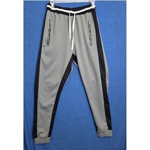 XPC Kids Gray Black Track Pants Athletic Joggers Side Stripe Size Medium